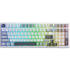AULA F99 3 režimų RGB Hot Swap mechaninė linijinė GrayWood V3 jungiklio belaidė makro klaviatūra pilka