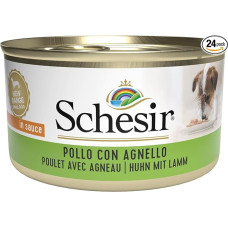Schesir, suaugusių šunų ėdalas su vištiena ir ėriena, minkštas želė (24 skardinės po 85g)