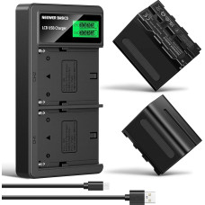 NEEWER Basics 2 NP-F970 7800 mAh pakaitinių baterijų pakuotė Dvigubas USB greitasis įkroviklis, suderinamas su 