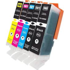 OBV 5 x suderinamos rašalo kasetės, skirtos pakeisti Canon CLI-581 PGI-580 XXL, skirtos Pixma TS6150 TS8150 TS8151 TS8152 TS9150 TS9155 TR7550 TR8550 TS6250 TS8250 TS8251 Black photo black Cyan Cyan Magenta