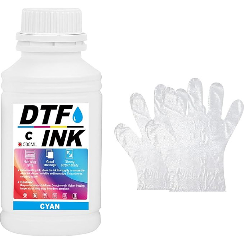 DTF rašalas, DTF perkėlimo rašalas, skirtas spausdinti ant tekstilės, PET plėvelės, terminis perkėlimas DTF spausdintuvams, suderinamas su i3200、DX5/DX7、5113、i4720、XP600 (mėlynas, 500 ml)