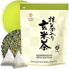Genmaicha žalioji arbata su skrudintais rudaisiais ryžiais, be kofeino, japoniška arbata, 3 g x 60 arbatos maišelių, Yamasan