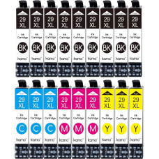 kamo 29XL (9 x juoda, 3 x žydra, 3 x purpurinė, 3 x geltona), suderinama su 