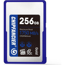 CFexpress 4.0 A tipo kortelė Iki 1750MB/s skaitymo greitis ir 1750MB/s rašymo greitis A tipo atminties kortelė, skirta RAW 4K/8K vaizdo įrašams įrašyti Alyvmedžio auksas 256GB