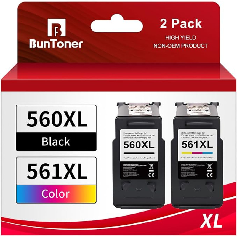 BunToner PG-560XL CL-561XL kasetės, suderinamos su 