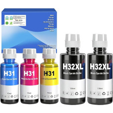 31 rašalo 32XL juodos spalvos buteliukai, suderinami su 315 319 319 455 515 515 516 530 555 558 559 570 655 670 790 5105 7005 7006 7305 7306 7605 4 15 419 spausdintuvais (5 vnt., 2 juodi, 1 žydras, purpurinis, geltonas)