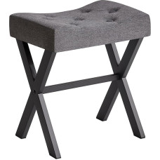 IBUYKE U-formos lininė tualeto taburetė, kvadratinė makiažo taburetė su X koja, Osmanų sėdynės kojų atramos taburetė, daugkartinio naudojimo kaip mažas šoninis staliukas, skirta miegamajam, svetainei, tamsiai pilka WBD018G