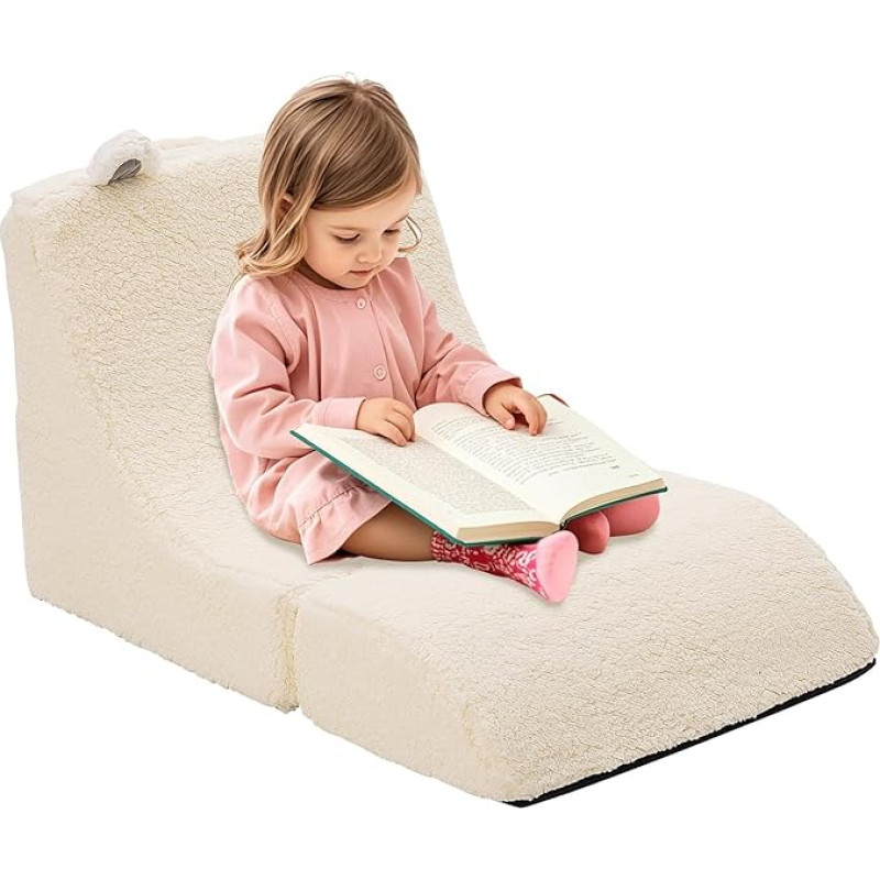 Vaikiška sofa, mažylių sofa, 2-in-1 sulankstomas vaikiškas fotelis, vaikiška sofa, sulankstoma vaikiška sofa vaikų kambariui, dovanos mergaitėms ir berniukams (smėlio spalvos)