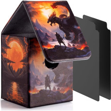 JoyHood Deck Box for YGO Cards with 2 Premium Card Separators, Holds 100+ Individual Cards Trading Card Box, Card Box Compatible with TCG/OCG/MTG (Dusk Dragon Fire)
