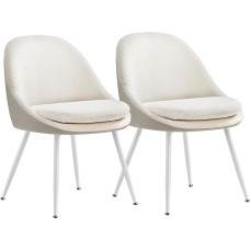 VASAGLE 2 valgomojo kėdžių rinkinys Virtuvės kėdės Maksimali apkrova 120 kg pagalvėlė su 5,5 cm storio porolono paminkštintomis išorinėmis kojomis, skirtos biurui, svetainei Kreminė balta Debesų balta KDC184W01