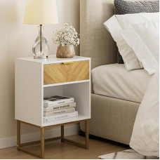 Naktinis staliukas su atviru sandėliuku, skirtas miegamajam ir svetainei (baltas, 40 x 30 x 60 cm)