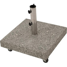 DEGAMO kvadratinis granito skėčių stovas 50 kg dideliems iki 350 cm ilgio skėčiams su keturiais ratukais Natūrali spalva