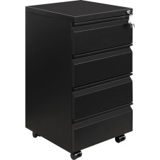 Metalinė biuro spinta, rakinama su 4 raktais, metalinė biuro spinta, spinta po stalu, su 4 stalčiais, surenkama, rakinama, biuro, juoda