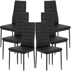 LEADZM Virtuvės kėdės 6 valgomojo kėdžių rinkinys su aukštu atlošu Vandeniui atsparios valgomojo ir virtuvės valgomojo kėdės 120 kg (juodos spalvos, 6 vnt.)