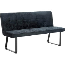 byLIVING Bench Talea/Modernus suoliukas su audiniu, tamsiai pilkos spalvos/metalo rėmas, dengtas juodos spalvos milteliais/suoliukas su atlošu/platuma 160 x aukštis 92 x gylis 59 cm