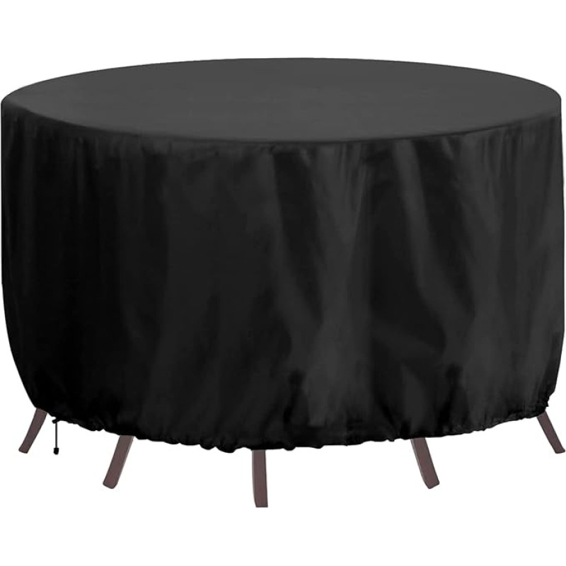 RICHIE sodo baldų dangtis, atsparus vandeniui, sunkus, atnaujintas 420D Oksfordo audinys, 190 x 80 cm, apvalaus stalo dangtis, rotango baldų dangtis baldų komplektams, juodas