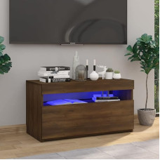 TV spintelė su LED apšvietimu, rudas ąžuolas, 75 x 35 x 40 cm, pramogų centro spintelė, TV spintelė, HiFi spintelė, stereo spintelė, TV blokas, svetainės baldai, namai, vidaus laikymo dėžė