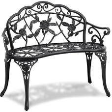 VEVOR Metalinis sodo suoliukas Patio suoliukas 987 mm parko suoliukas Poilsio suoliukas 2118 kg keliamoji galia 3 asmenų sodo parko suoliukas su atlošu ir porankiais, senovinis suoliukas sodui, parkui, kiemui, verandai