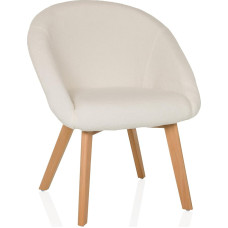 Scandi TED Soft Boucle Audinys Valgomojo kėdė Kėdė su medinėmis kojomis Patogus minkštas baltas