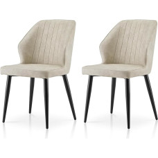 TUKAILAI Valgomojo kėdės, 2 dirbtinės odos, virtuvės kėdės, minkštos kėdės su atlošu ir metalinėmis kojomis, modernios laisvalaikio kėdės virtuvei, valgomajam, miegamajam, svetainei, poilsio kambariui, kreminės spalvos