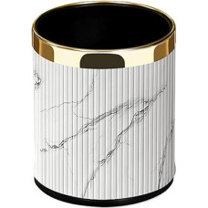 Prabangus metalinis šiukšlių konteineris su oda Apvalus atviras viršutinis dvigubas sluoksnis Biuro šiukšlių dėžė Šiukšlių dėžė