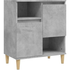 vidaXL Sideboard, Chest of Drawers with 4 Compartments, 2 Doors, Highboard Living Room Cabinet with Wooden Legs, Cupboard Sideboard, Side Cabinet, Concrete Grey Wood Material