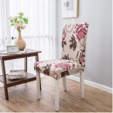 Stuhlhussen Stuhlbezüge 1/4/6/10er Set Stretch Esszimmer Stuhl Husse Schonbezug Schutzhülle Elastische Abdeckungen mit Modern Muster für Hochzeit Hotel Dekoration (Pfingstrosenblume,6 Stück)