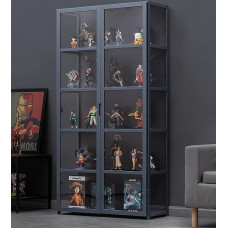 Akrilo vitrina su dvejomis durimis, svetainės spinta, kieta tekstūra, sandari ir atspari dulkėms, skirta įvairioms scenoms (5 sluoksniai, pilka, 42 x 33 x 161, trys pusės skaidrios)