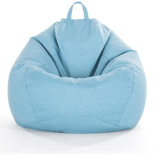 Pupų maišo dangtelis be užpildo, lininis vienspalvis žaidimų pupų maišas suaugusiesiems ir vaikams, aukščiausios kokybės aukštos nugaros pupų maišas, įdarytas gyvūnų žaislas, saugojimas, tingus sofa (šviesiai mėlyna, XL)