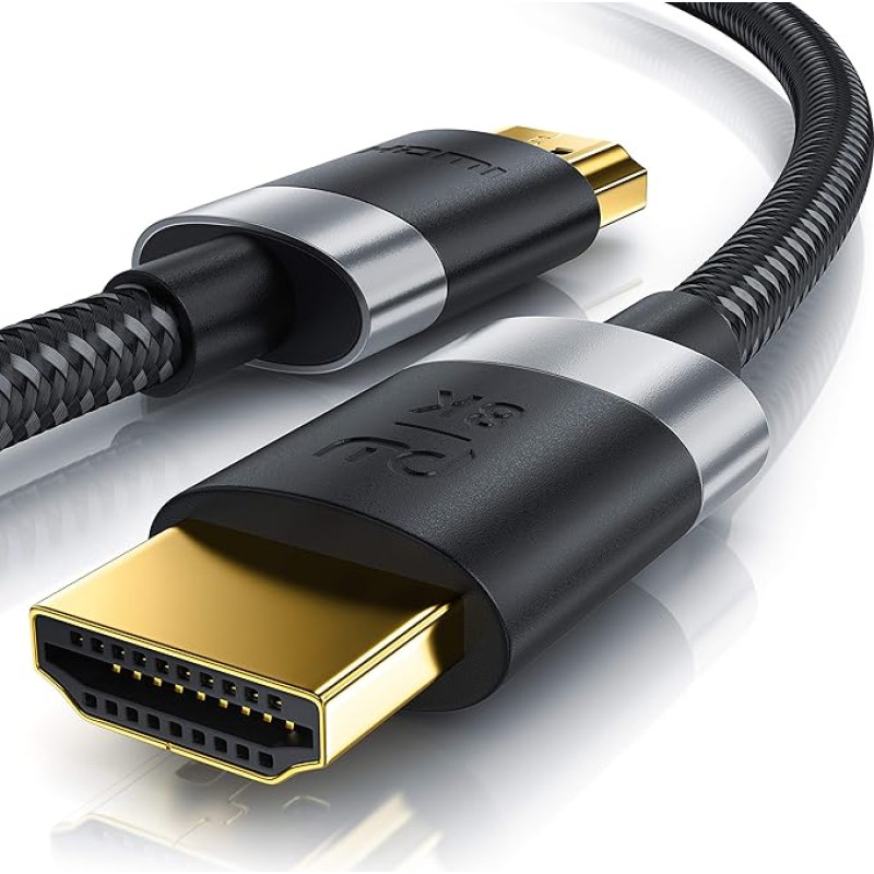 5 m 8K HDMI 2.1 kabelis - 8K @ 60Hz / 120Hz - 4K @ 240Hz - HDTV 7680 x 4320 - UHD II - HDMI 2.1 2.0a 2.0b - 3D - didelės spartos HDMI kabelis Ethernet - HDR ARC - tiksli jungtis - suderinamas su kompiuterio televizoriumi