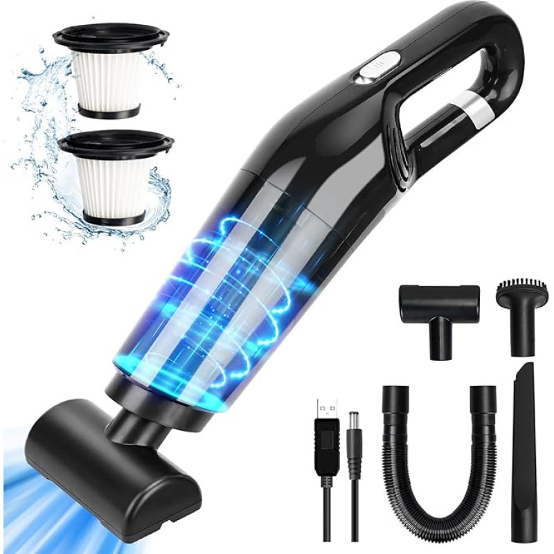 LAMA rankinis dulkių siurblys, rankinis dulkių siurblys, akumuliatorinis automobilinis dulkių siurblys, 10000PA dulkių siurblys, belaidis USB įkraunamas akumuliatorinis dulkių siurblys su plaunamu filtru automobiliui, biurui, namams,