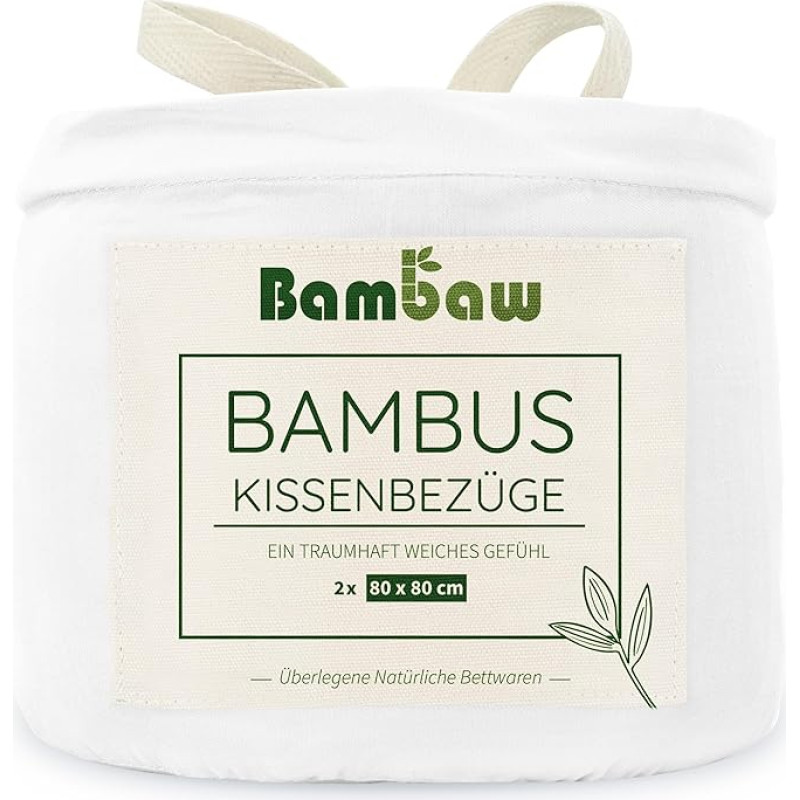 Bambaw Bamboo Cushion Covers | Pillow Cover | Bamboo Cushion Covers | Temperature Regulating | Anti Allergy Cushion Cover | Breathable Fabric | Classic White - Ivory - Grey