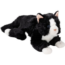 Carl Dick 3558 Cat Lying Down Black / White Plush Toy, Approx. 30 cm, 40 cm Total Length