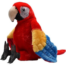 Wild Republic Artist Collection Scarlet Macaw Gift for Kids 38cm Plush Toy Stuffing Made of Spun Recycled Water Bottles Red