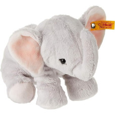 Steiff cuddly toy Benny elephant, cute stuffed animal with plastic eyes, kids, boys & girls, plush toy 20 cm, small, light grey, 084096