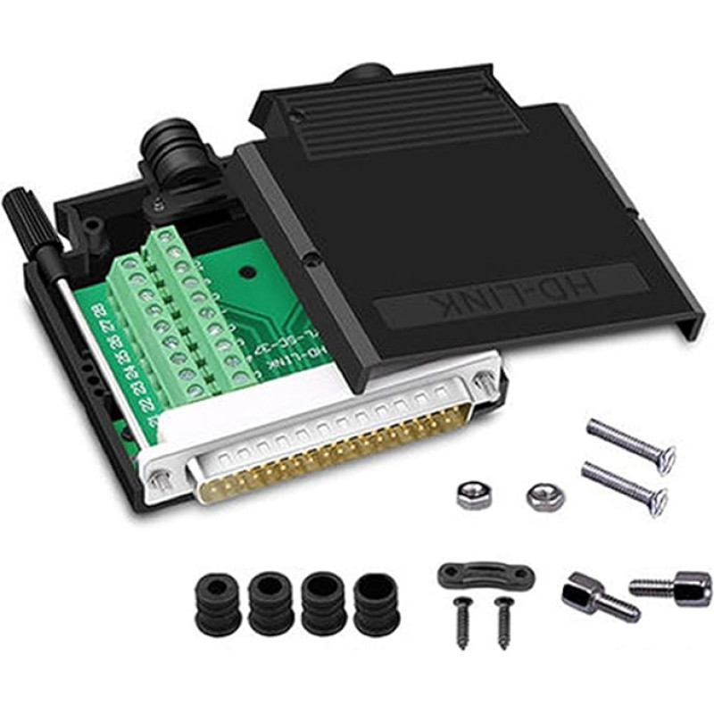 DB37 Male Solderless RS232 D-SUB Serial to 37 Pin Terminal Adapter Breakout Board