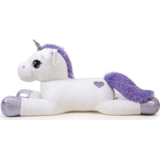 SNOWOLF Giant Plush Toy Unicorn Large Plush Animal Toy Plush Cushion Large Horse Plush Fluffy Unicorn Plush Doll Gift for Children Girls Boys (White, 110 cm)