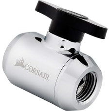 Corsair Hydro X Series, XF Ball Valve (G1/4 Inch BSPP Adapter Thread, Brass Manufactured Durability, Two-Stage Seal, High-Quality Coating, Designed for High Flow Rates) Chrome