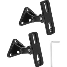 QWORK® Set of 2 Universal Speaker Wall Brackets Boxes Wall Mount 180º Tilt/Rotation, Holds up to 13.6 kg