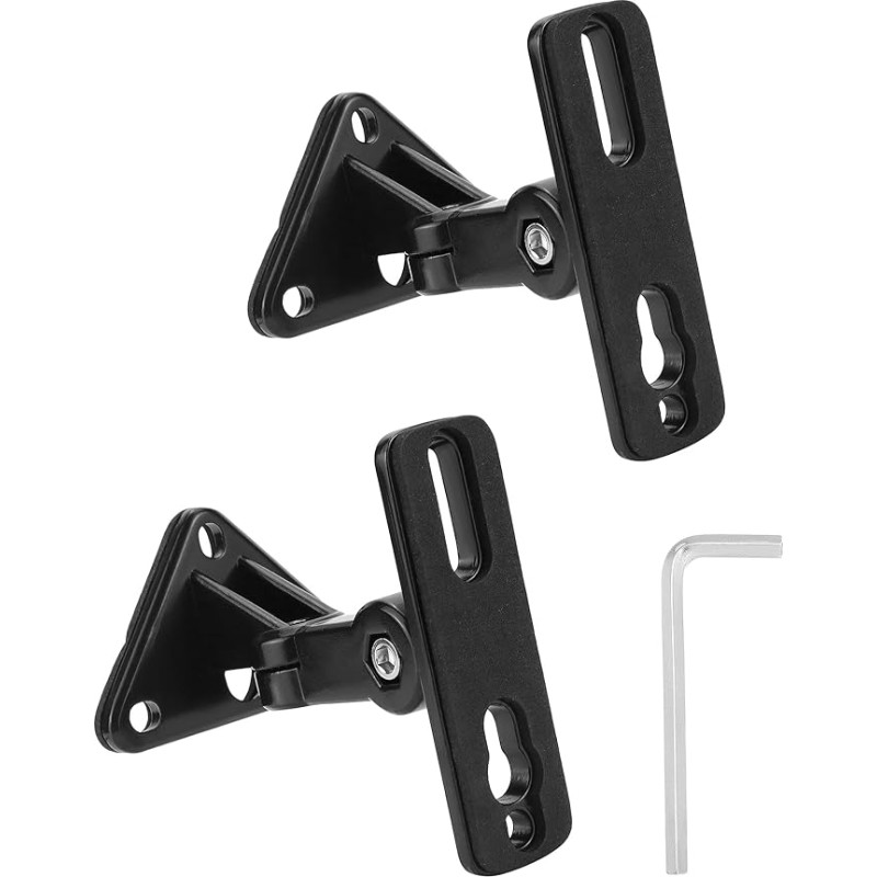 QWORK® Set of 2 Universal Speaker Wall Brackets Boxes Wall Mount 180º Tilt/Rotation, Holds up to 13.6 kg