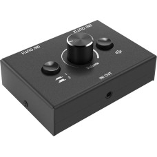 Veciado 3.5 mm Audio Switch, Audio Splitter Switch with 2 Inputs, 1 Output/1 Input and 2 Outputs, Audio Switch Box, One Button Mute Button