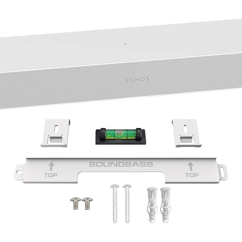 Sound bass Soundbar Mount Compatible with Sonos Ray Soundbar Including All Necessary Mounting Hardware, Floating Style Soundbar Wall Mount, White