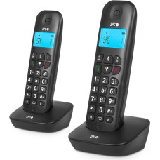 SPC Air Pro Duo Cordless Landline Phone DUO with Illuminated Display, Caller ID, Hands-Free Calling, Mute Mode, 20 Contacts, Gap Compatibility and ECO Mode - Black