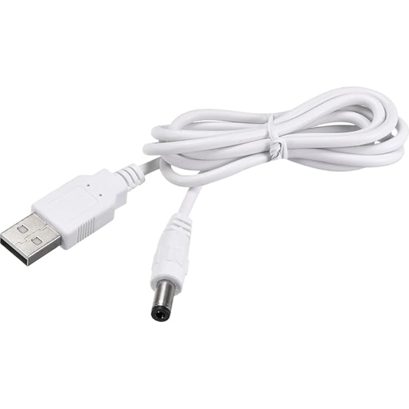 sourcing map 2 x 1 m DC Plug Power Supply 5.5 x 2.5 mm Adapter to USB Male Cable White