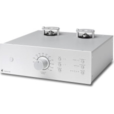 Pro-Ject Tube Box DS2, MM/MC Phono Preamp with Tube Assembly and High-End Sound Quality, Silver