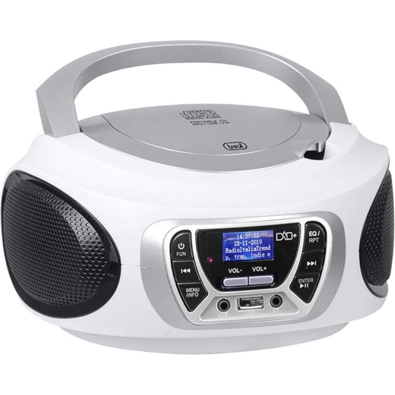 Trevi CMP 510 DAB Portable Stereo Radio with CD Player, MP3 Player, DAB+/FM Radio, USB Inputs and AUX-IN, Digital Display with LED Dot Matrix, High Readability, Swivelling Telescopic Antenna