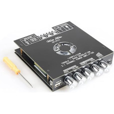 Bluetooth Power Amplifier Card with 2.1 Channel Subwoofer Dual Chip TDA7498E 160W × 2+220W Audio Power Amplifier Module 15V-36V with Treble and Bass Control, Black