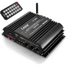 Fasizi LP-269S Bluetooth Amplifier 2-Channel HiFi Stereo 45W Multimedia Player with 5A Power Supply for Car Motor Amp - Black