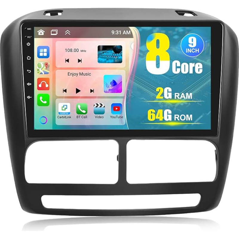 CAMECHO 2G + 64G 8Core Car Radio for Fiat Doblo 2010-2015/Opel Combo 2011-2018 with Navi Carplay Android Car, Android 13, 9 Inch Double DIN Car Radio Touch Display with DSP RDS Bluetooth Mirror Link