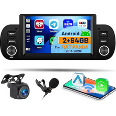 Hikity 2G 64G Android 13 for Fiat Panda 2013 2014 2015 2016 2017 2018 2019 2020 Car Radio with Sat Nav Wireless CarPlay & Android Car, 6.2 Inch Touchscreen RDS FM GPS WiFi Mic Reversing Camera